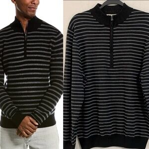 Donald Ross Men Sweater 100% Merino Wool Medium Black Preppy Contemporary Causal